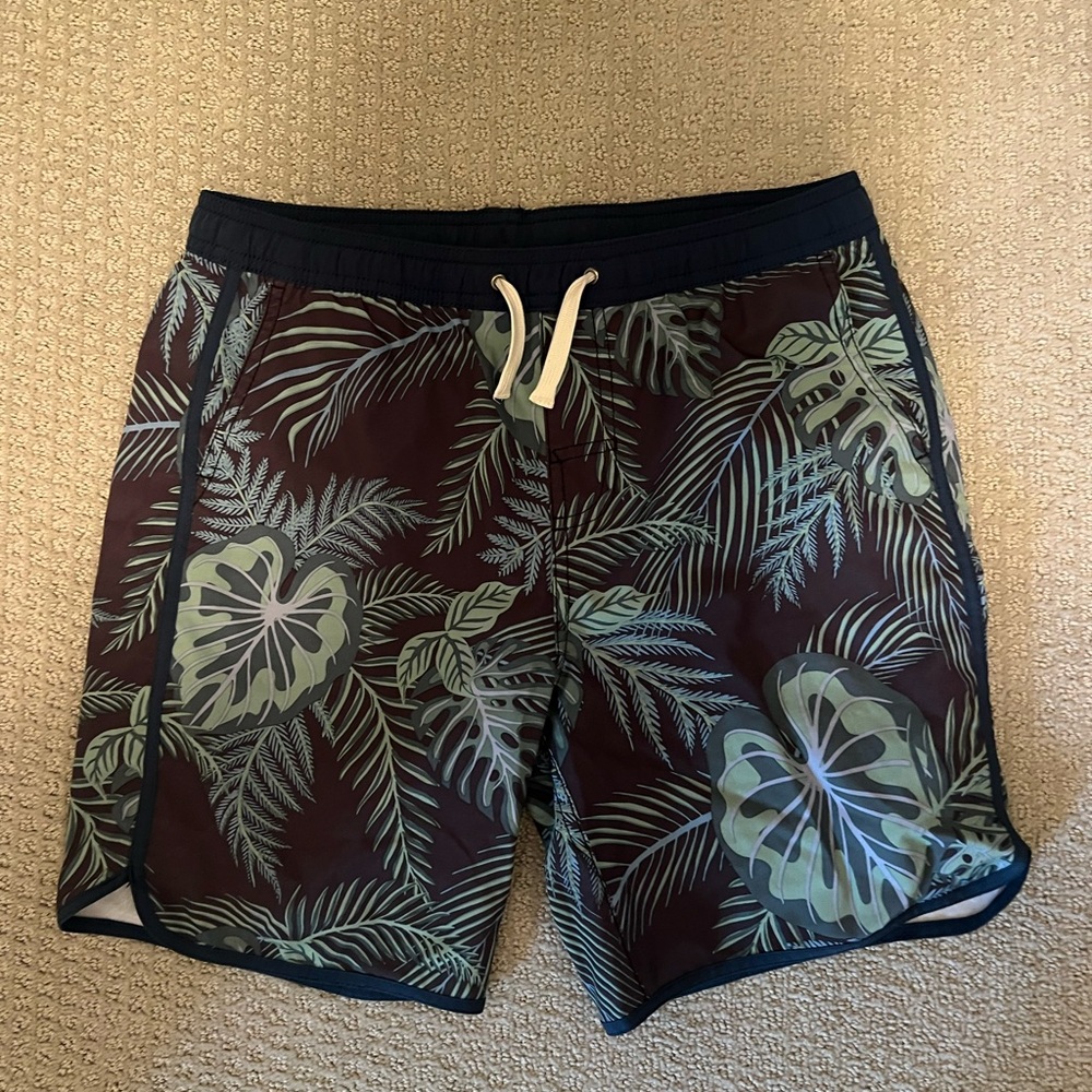 Fair Harbor Tropical Leaf Youth XL Lined Swim Shorts